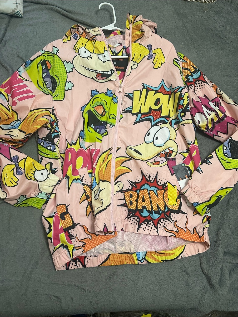 Nickelodeon women largePink Graphic Hooded Windbreaker